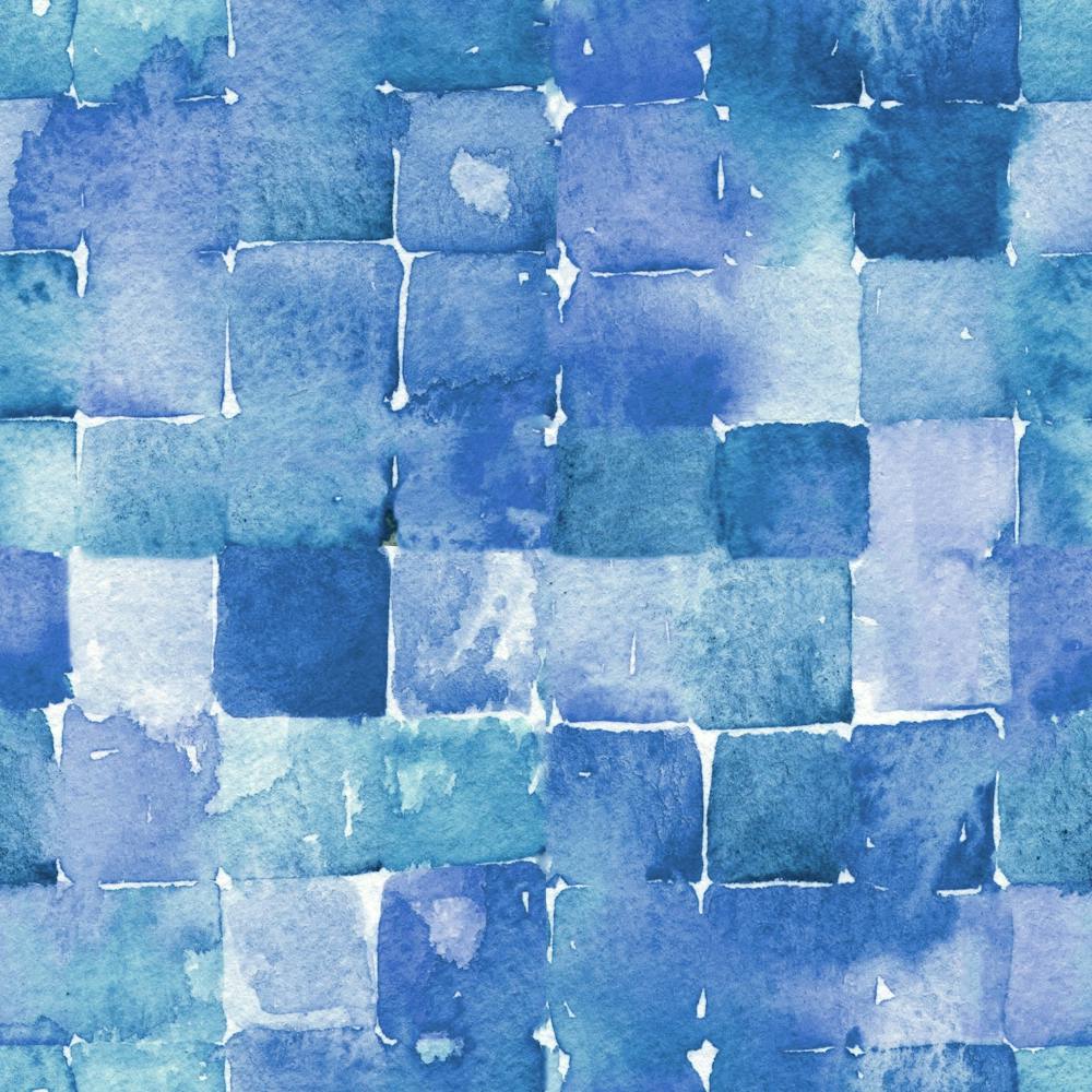 Blue Geometric Abstract Watercolor Squares