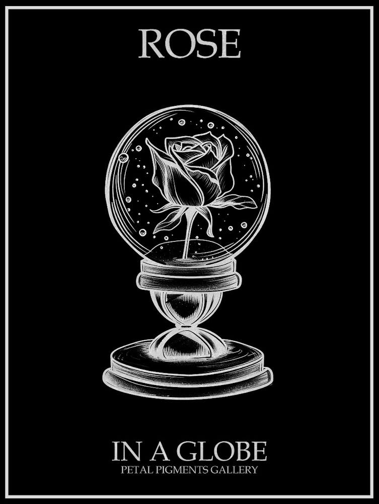 Rose In A Globe Line Drawing 1 Poster Inverted