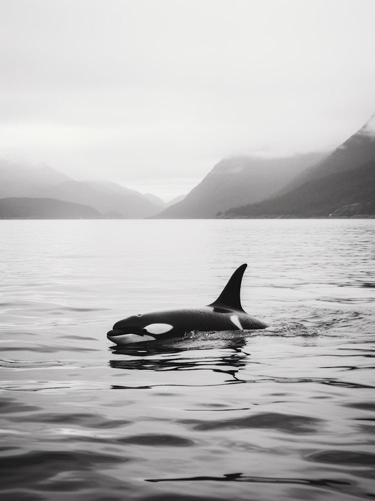 Océan Tranquille et Orque - Photographie Noir & Blanc 2