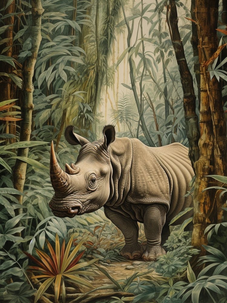 Rhino Exploring The Forest 1