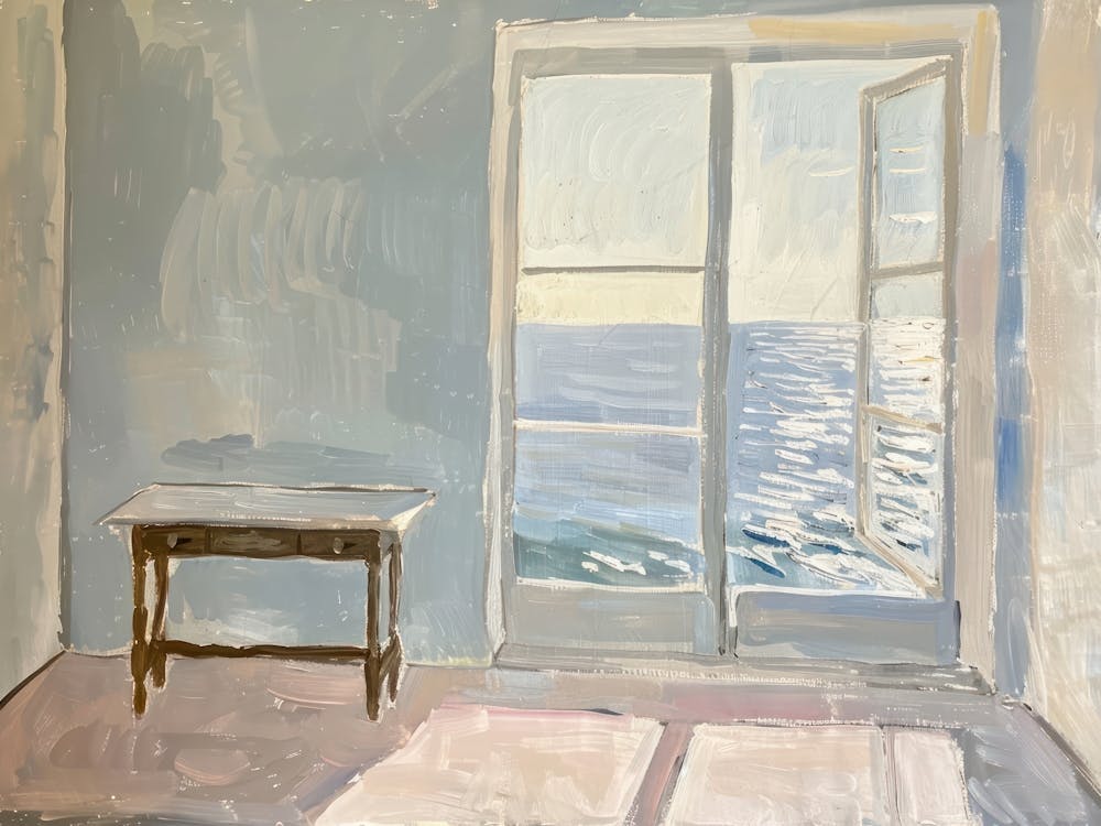 Coastal Calm View Painting Inspired By Paul Cezanne