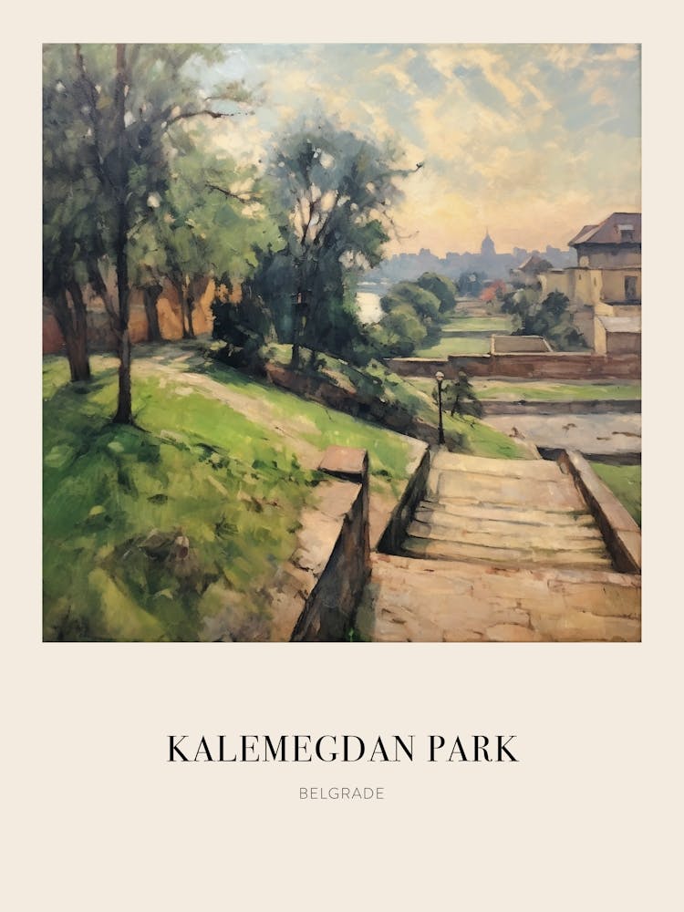 Kalemegdan Park Belgrade Serbia 3 Vintage Cezanne Inspired Poster