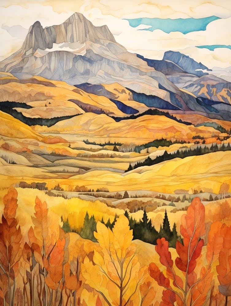 Autumn National Park Painting Torres Del Paine National Park Chile 4