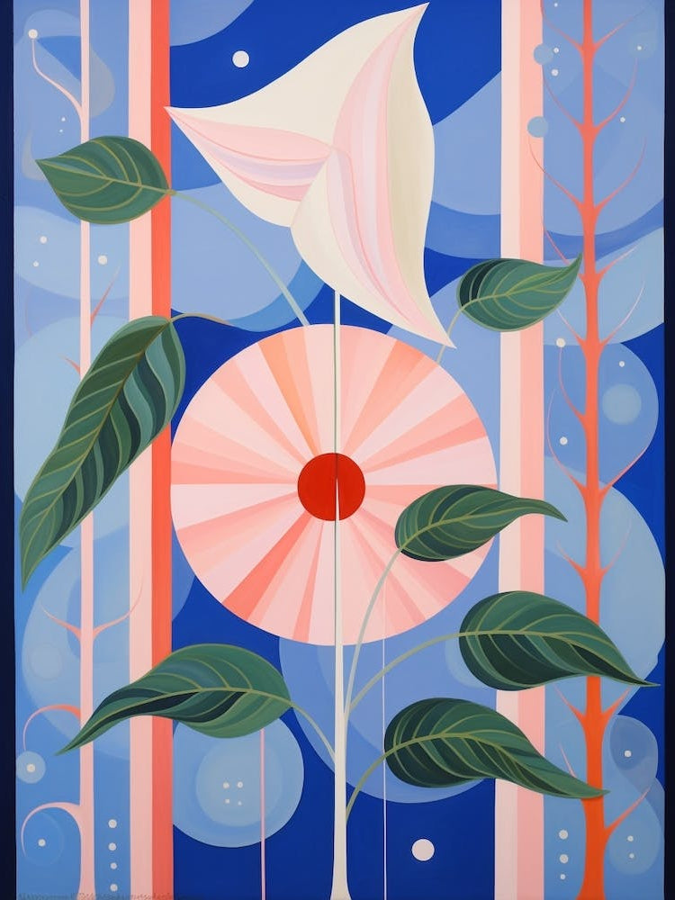 Moonflower 1 Hilma Af Klint Inspired Pastel Flower Painting