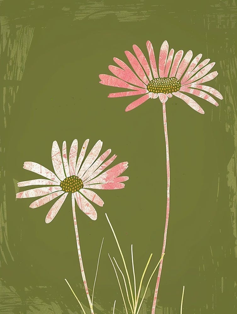 Pink & Green Oxeye Daisy