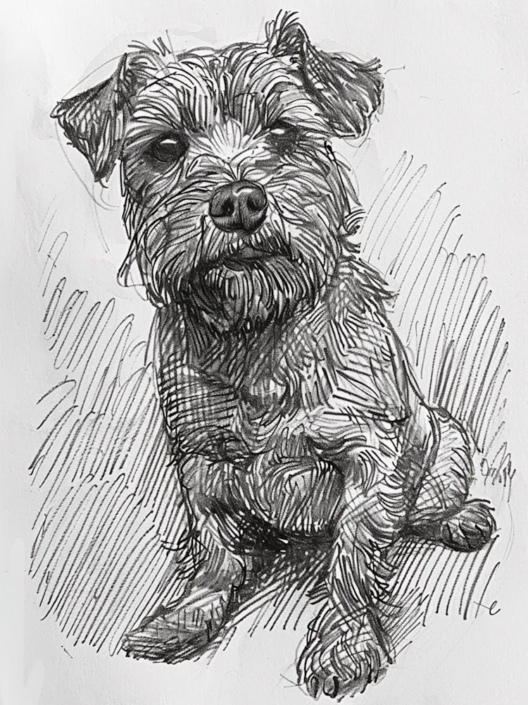 Norfolk Terrier Dog Line Sketch 1