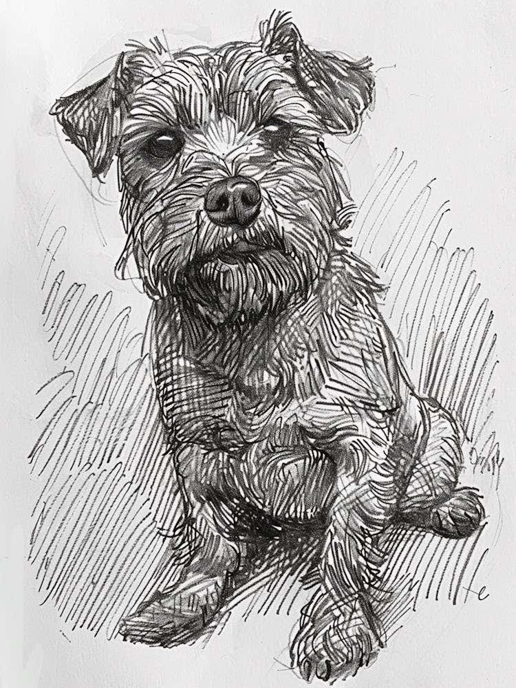Norfolk Terrier Dog Line Sketch 1