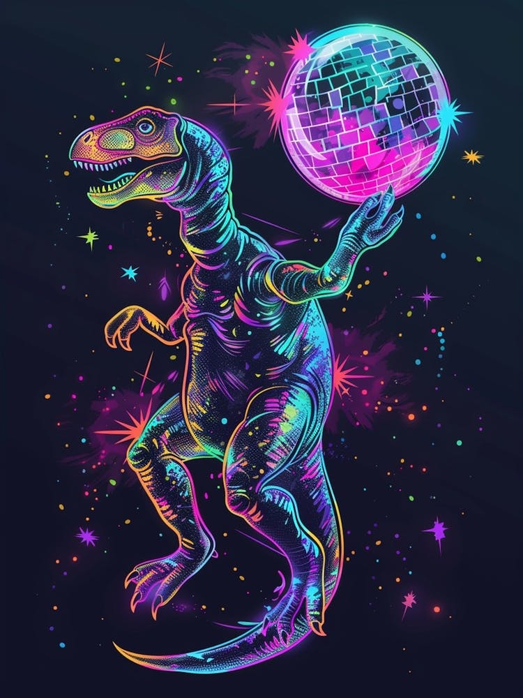 Dinosaure Néon & Boule Disco 2