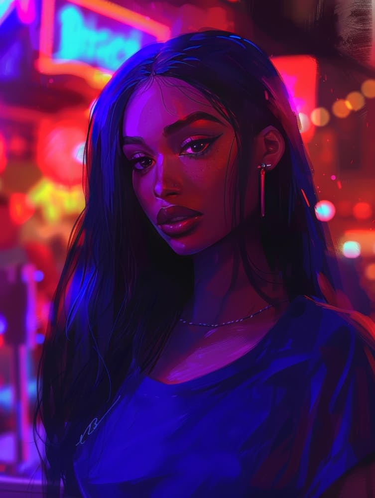 Schwarzes Mädchen In Neon
