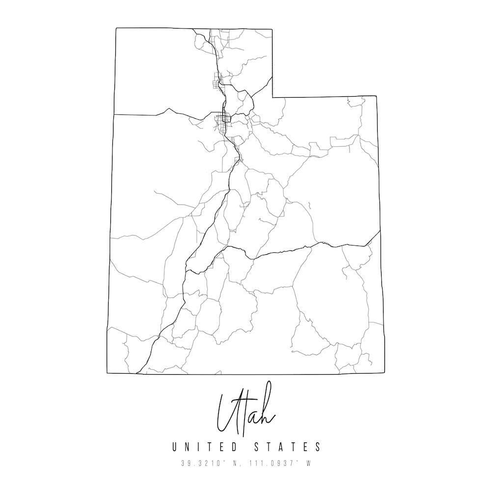 Utah Minimal Street Map Square
