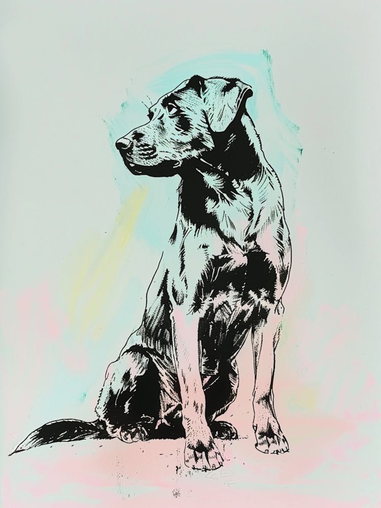 Pastel Anatolian Shepherd Dog Pastel Line Illustration 1