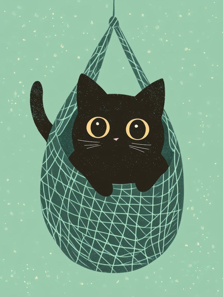 Black Cat In A Hammock