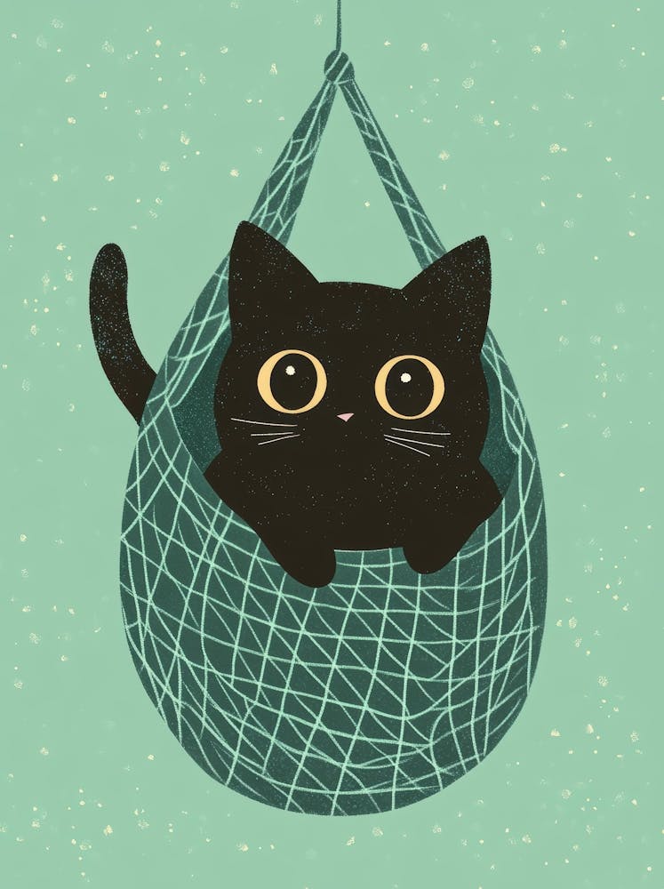 Black Cat In A Hammock