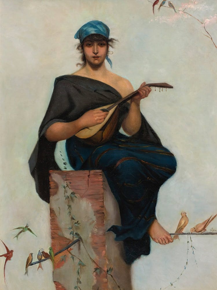 The Lute Player by Frederik Hendrik Kaemmerer (1839 - 1902)
