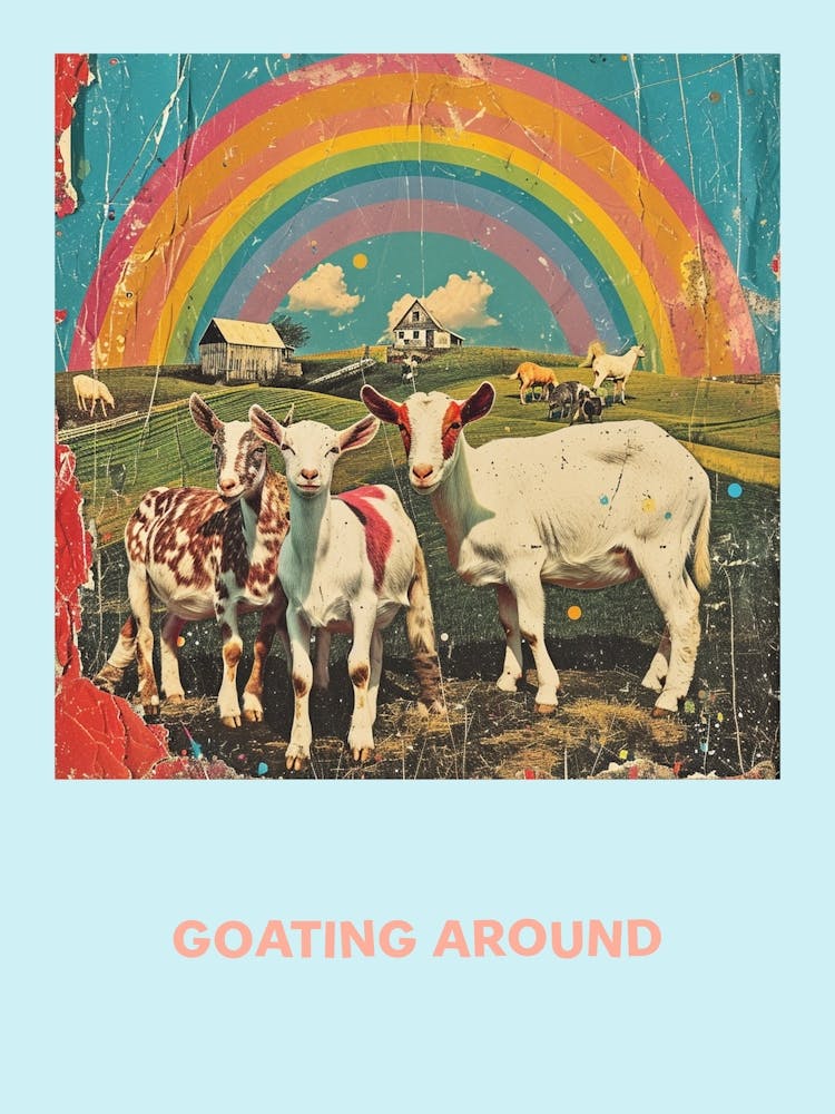 Goating Around Rainbow Goat Poster 4