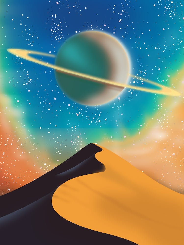 Space Art Retro Planet
