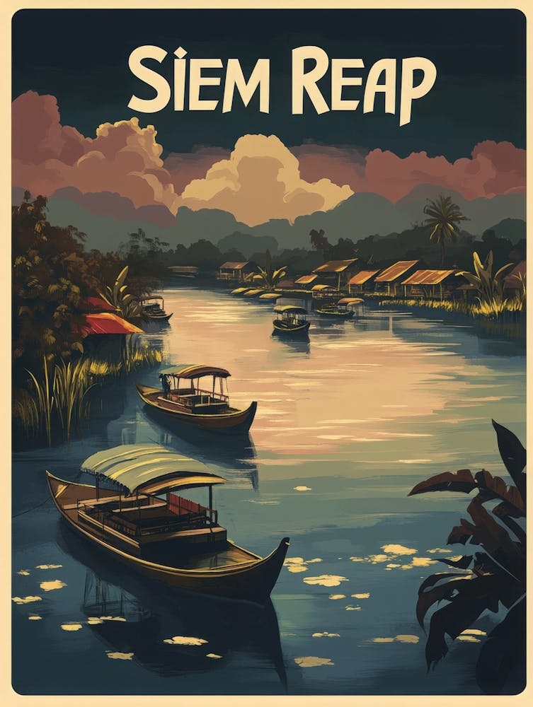 Aihrgdesign A Mid Century Modern Travel Poster For Siem Reap
