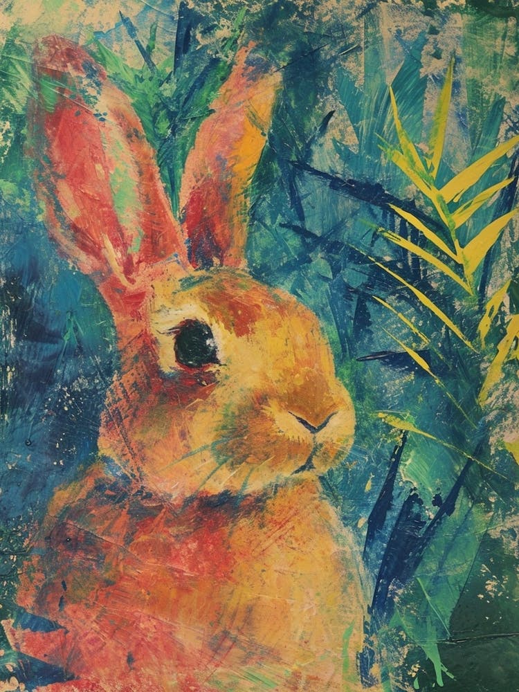Kitsch Rabbit Brushstrokes 2