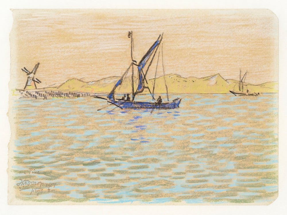 Segelboote vor der Küste von Domburg (1907), Jan Toorop