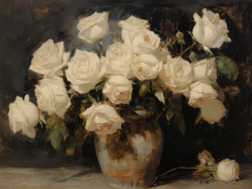 Moody Roses Vintage Painting