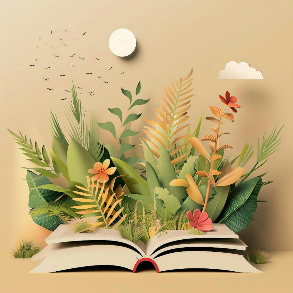 Open Book With Plants