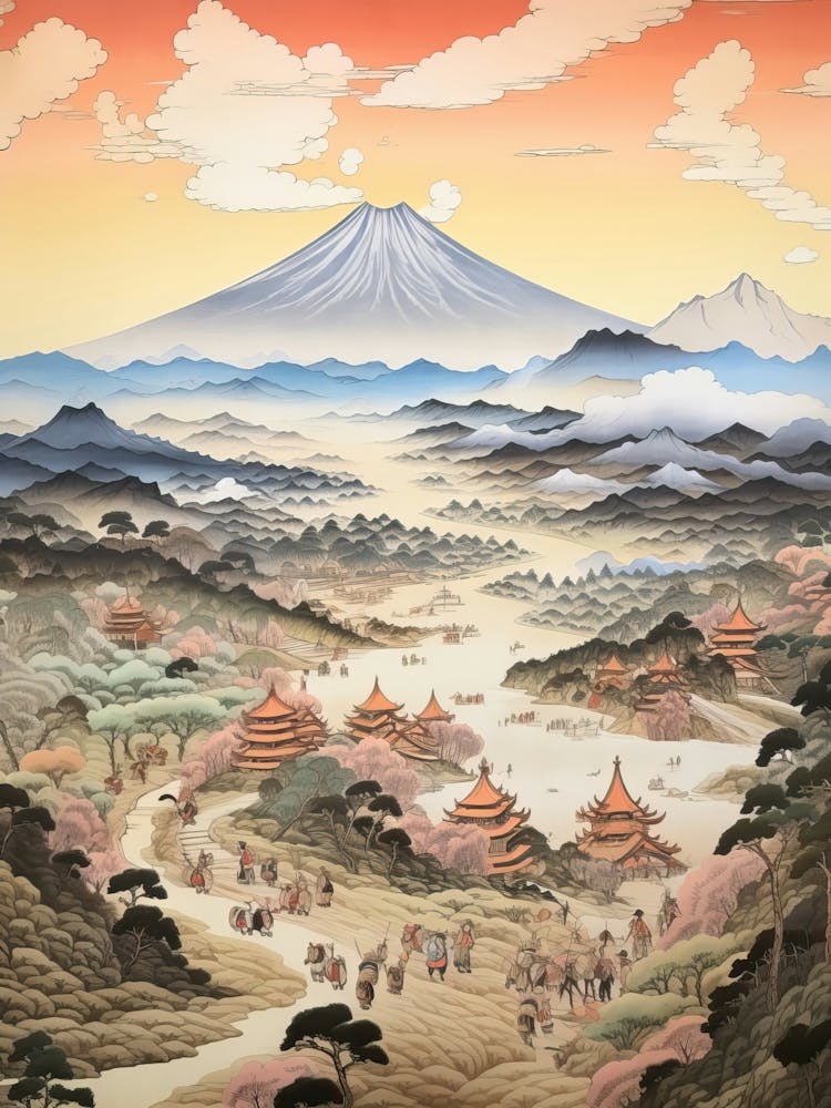 Shikoku Pilgrimage In Shikoku, Ukiyo E Drawing 2