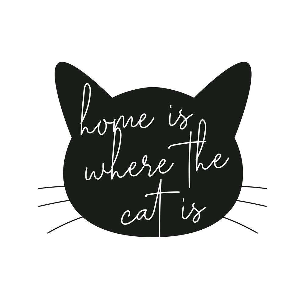 Home Is Where The Cat Is Silhouette Square