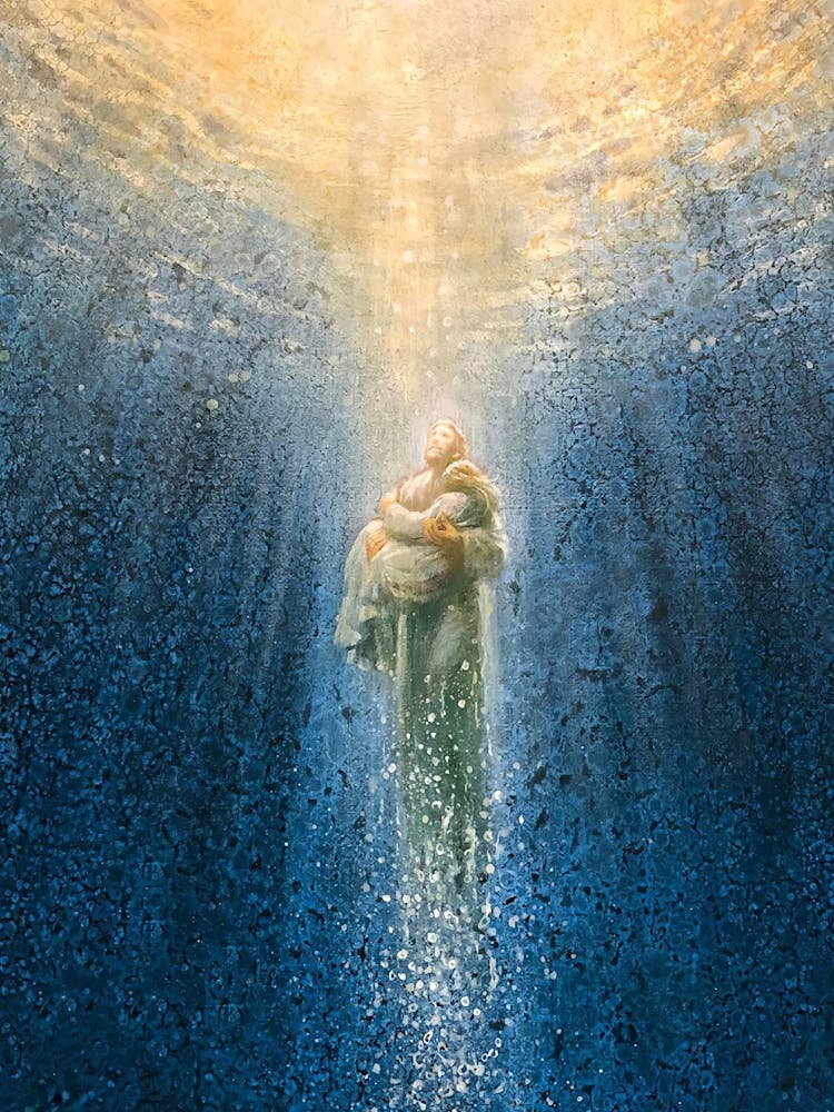 Ocean Of Grace, Christian Art, Jesus Painting, Christ Saving Peter, Digital Jesus Portrait, Christ Digital Art, Jesus Art, Lds Canvas Art