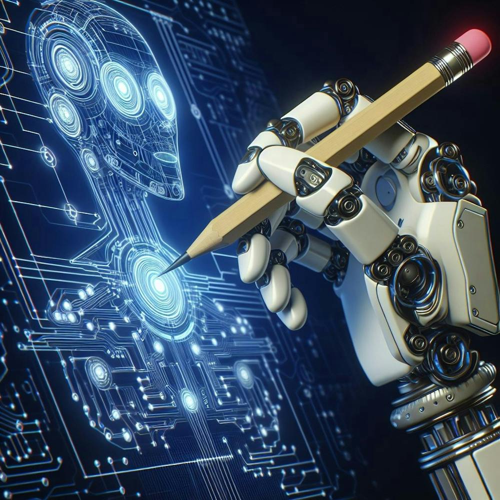 Robot Hand Drawing A Pencil