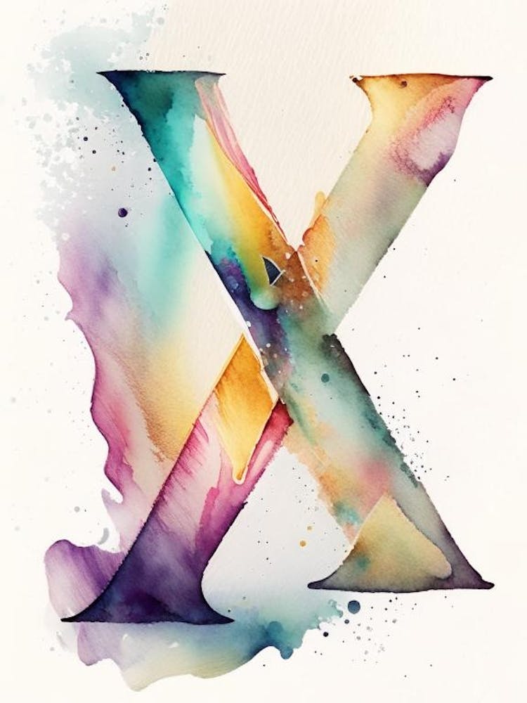 X, Letter, Alphabet Storybook Watercolour 2