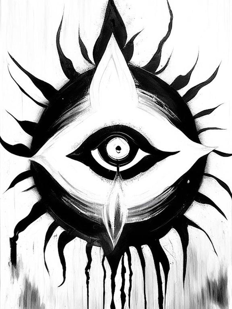 Chakra Series, Symbol, Third Eye Black & White