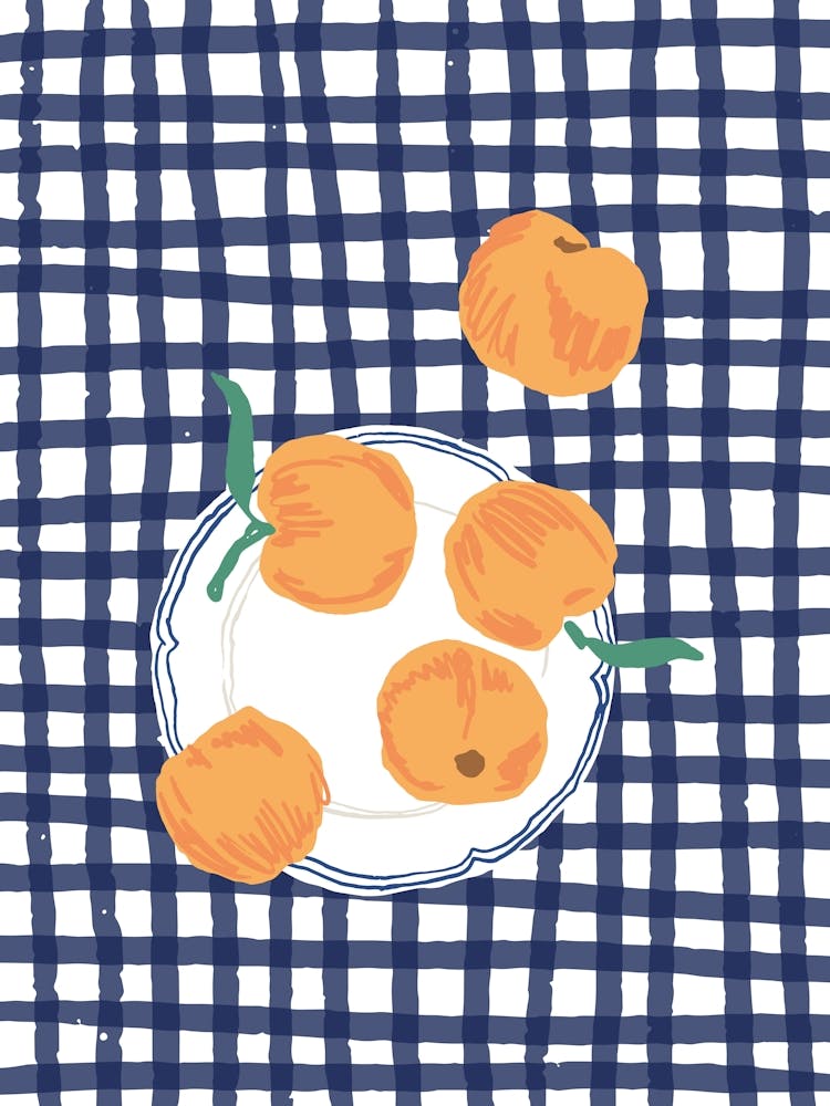 Peaches Checkered Poster