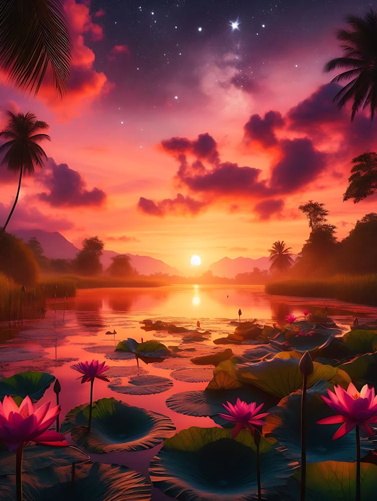 Beautiful Lotus Lake Landscape
