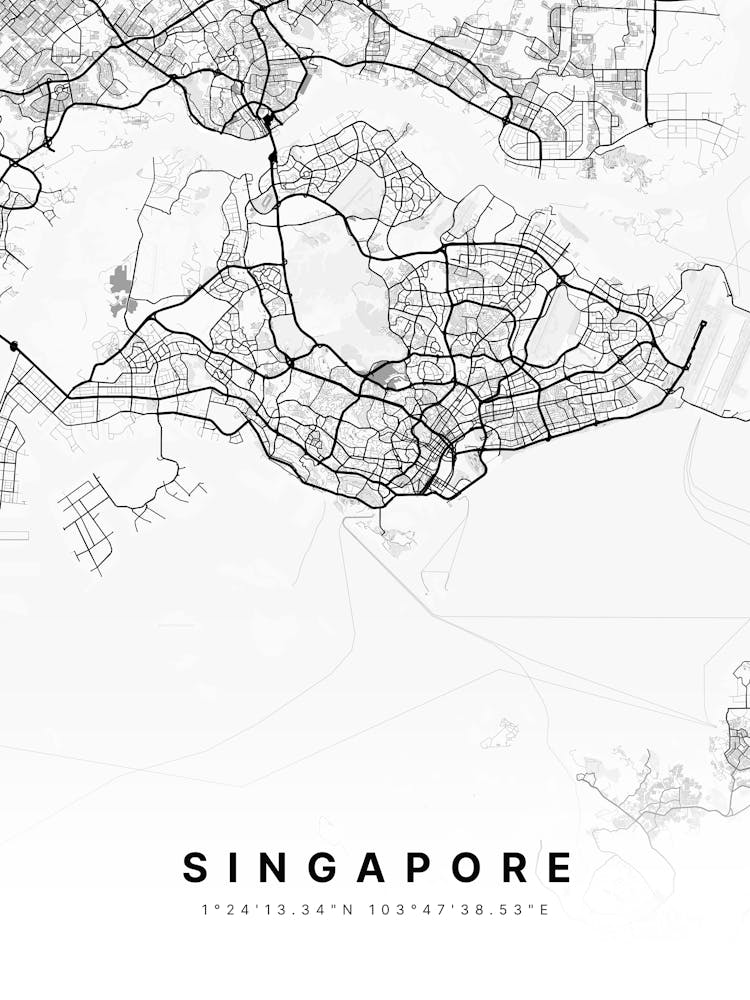 Singapore White Map