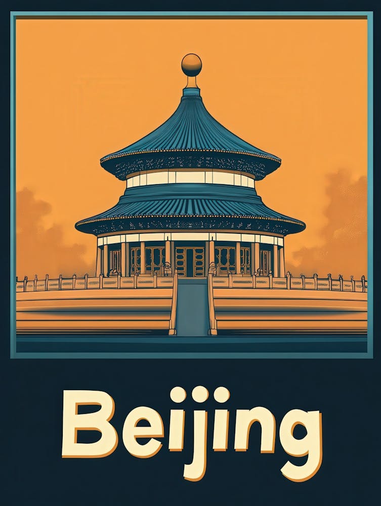 Aihrgdesign A Retro Travel Poster For Beijing Featuring The S 8014cc53 6536 4470 8734 8d9dfe9f7094 3