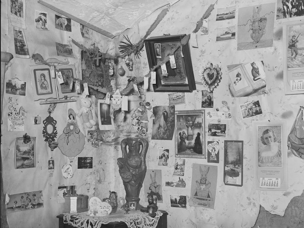 Decorations In Corner Of Living Room Of Mexican House, San Antonio, Texas By Russell Lee