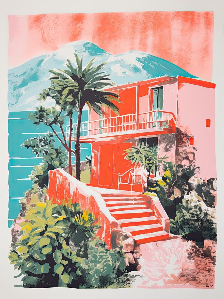 A House In Capri, Abstract Risograph Style 1