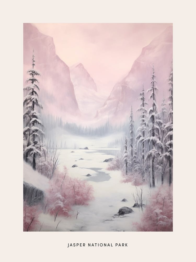 Dreamy Winter National Park Poster  Jasper National Park Canada 1