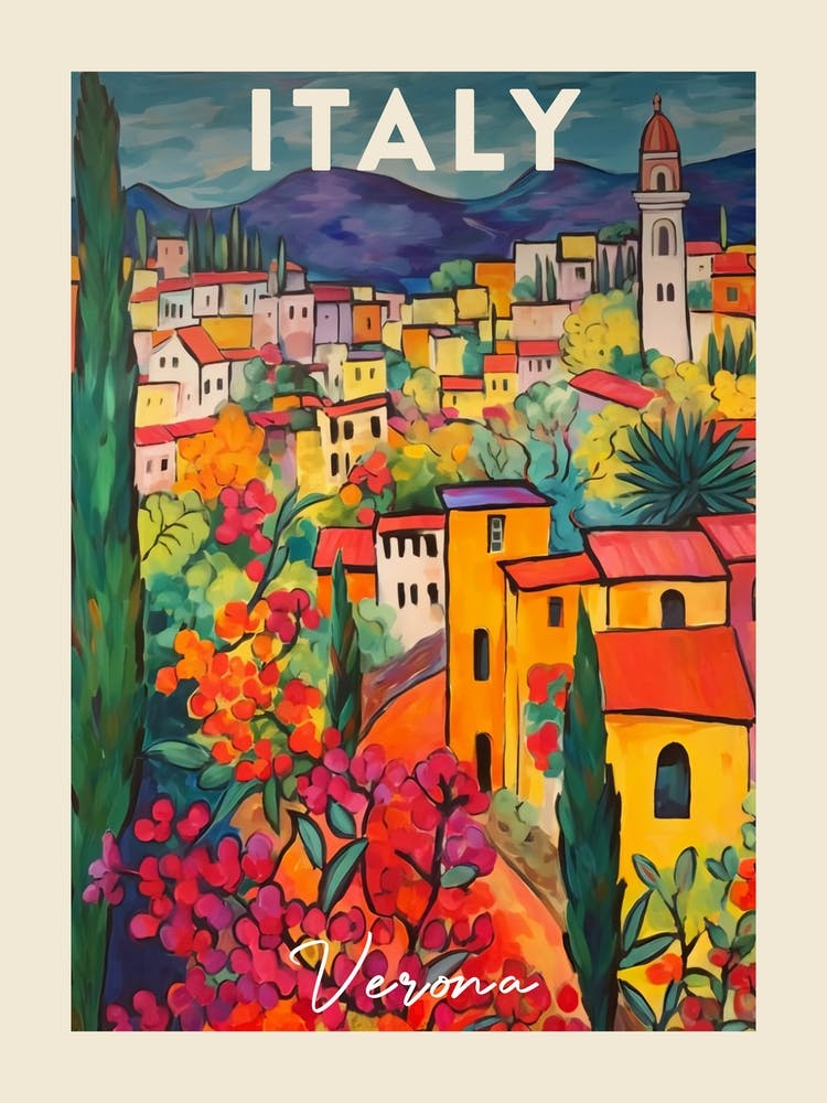 Verona Italy 2 Fauvist Painting Travel Poster