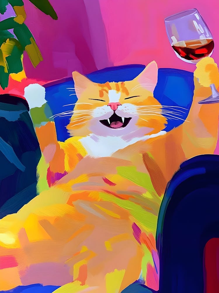 Cat With A Glass Of Wine