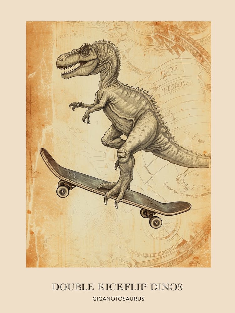 Giganotosaurus Vintage Dinosaur Poster 1