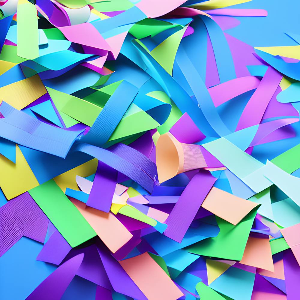 Confettis en Papier Colorés sur Fond Bleu