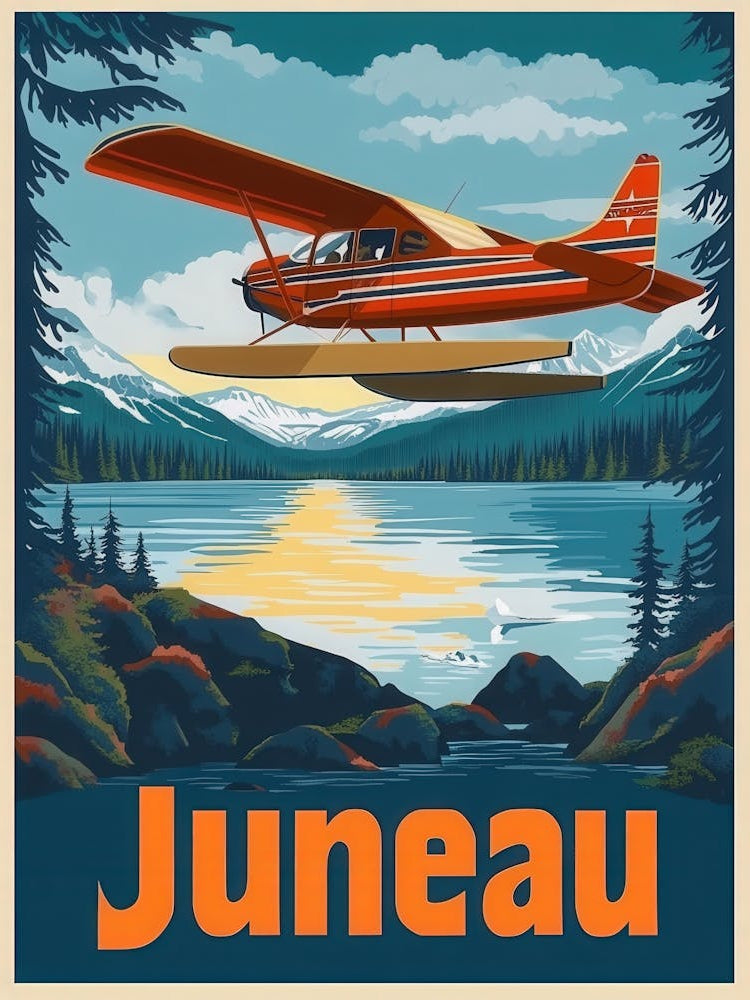 Aihrgdesign A 1970s Inspired Travel Poster For Juneau Depicti 67045ede 876d 4764 B04d 4c2b449fd7ae 1