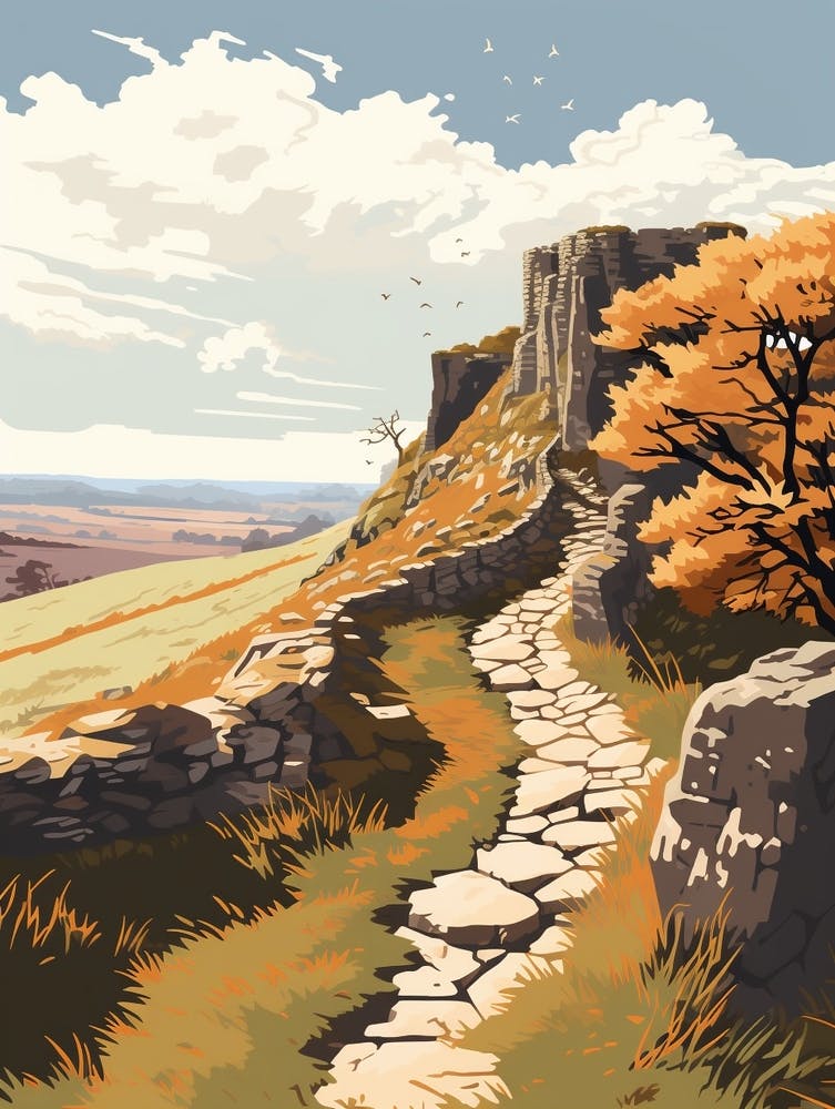 Hadrians Wall Path England 2 Hiking Trail Landscape