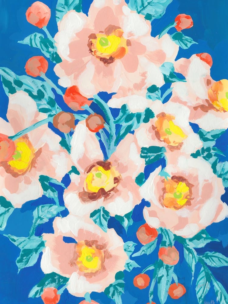 Cobalt Blue With Anemones