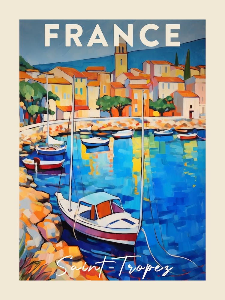 Saint Tropez Frankreich 2 Fauvistisches Gemälde Reiseposter