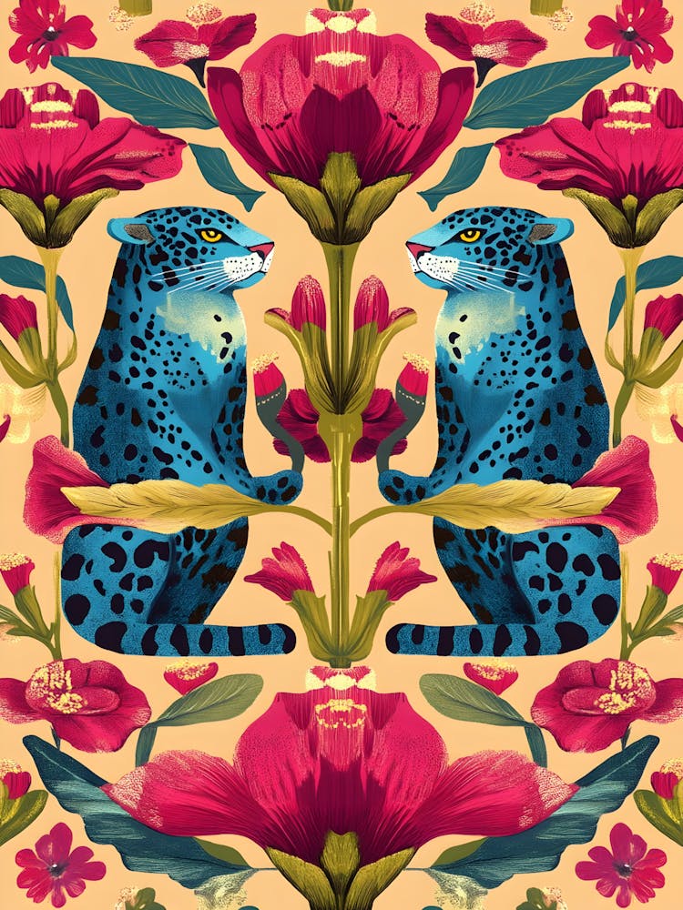 Jaguare und Blumen