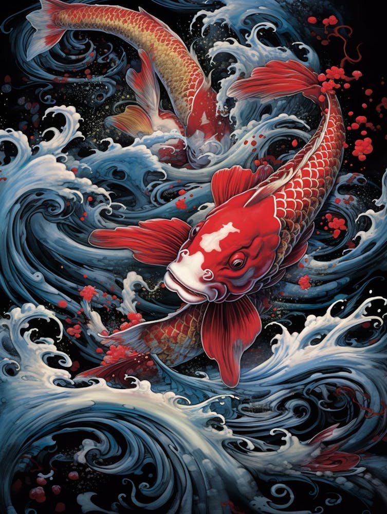 Koi Fish Japanese Style Illustration 5