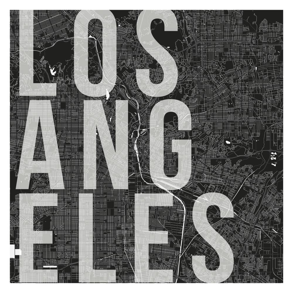 Los Angeles Mono Street Map Text Overlay Square