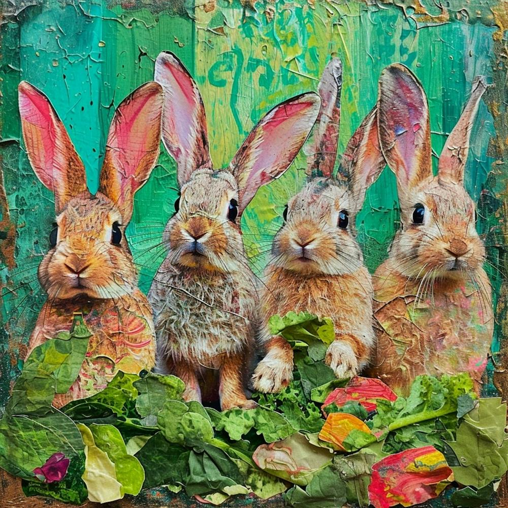 Lapins Kitsch Grignotant Des Verdure 1